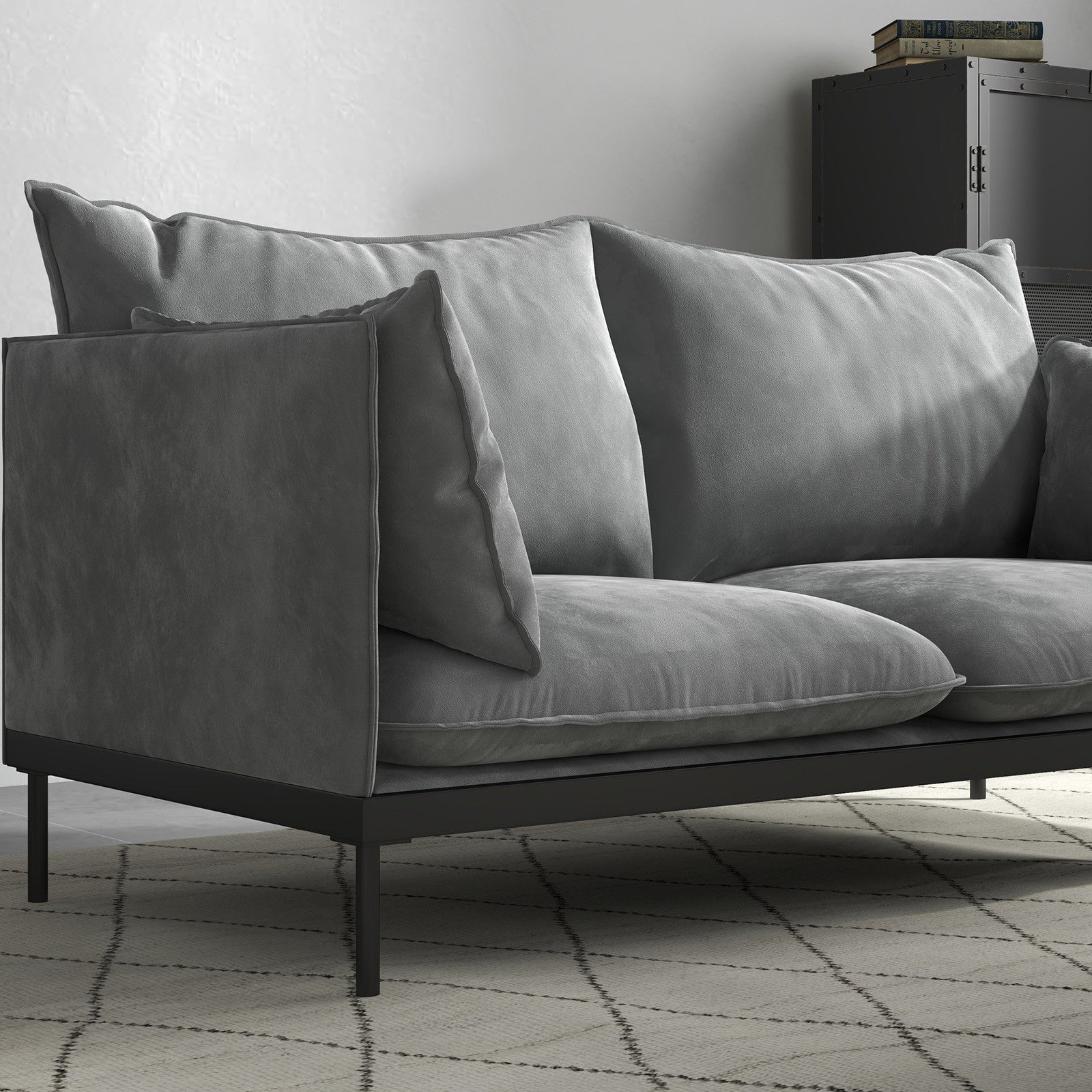 Casa Decor Camilla Luxury Upholstered Fabric 2 Seater Sofa Light Grey V160-10003626