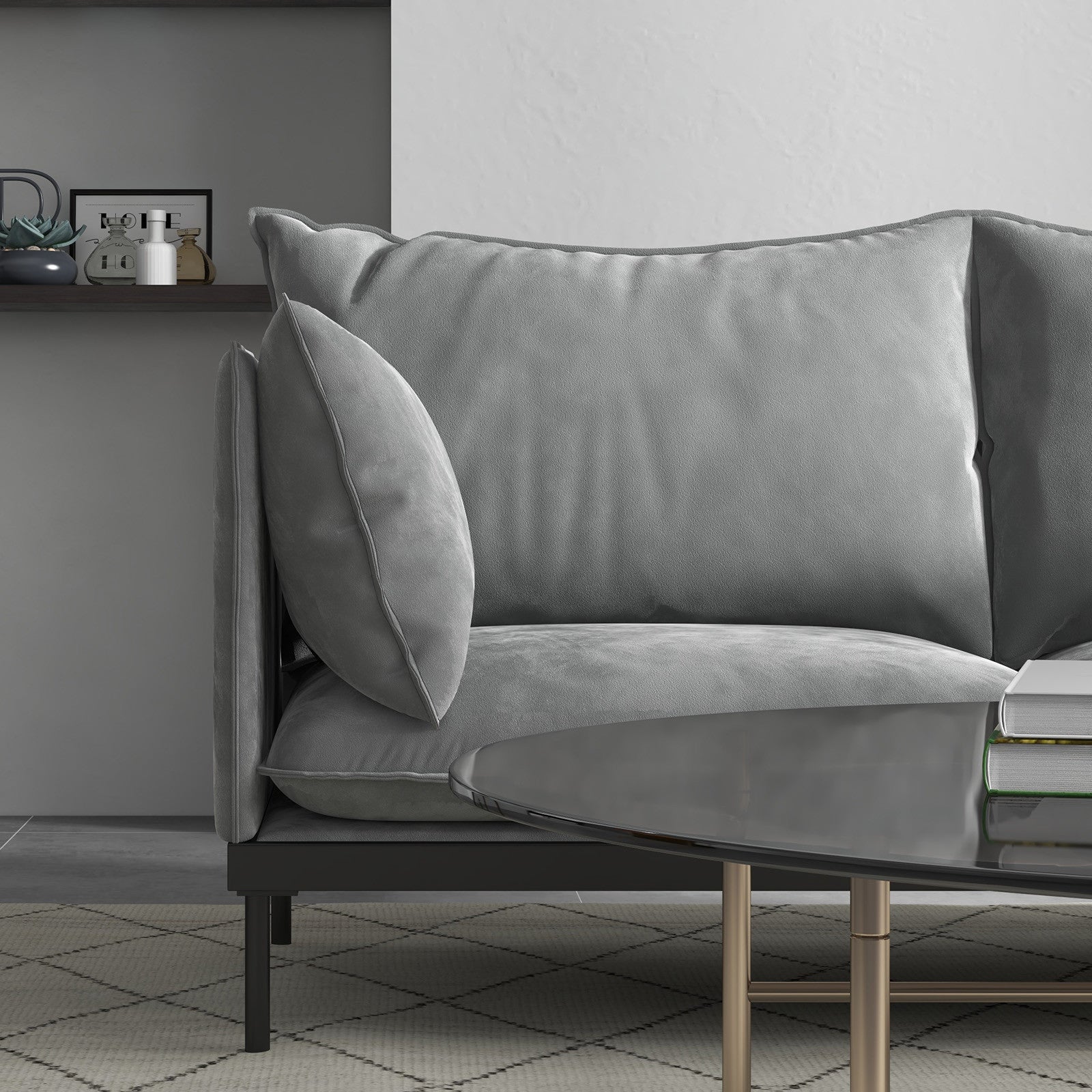 Casa Decor Camilla Luxury Upholstered Fabric 2 Seater Sofa Light Grey V160-10003626