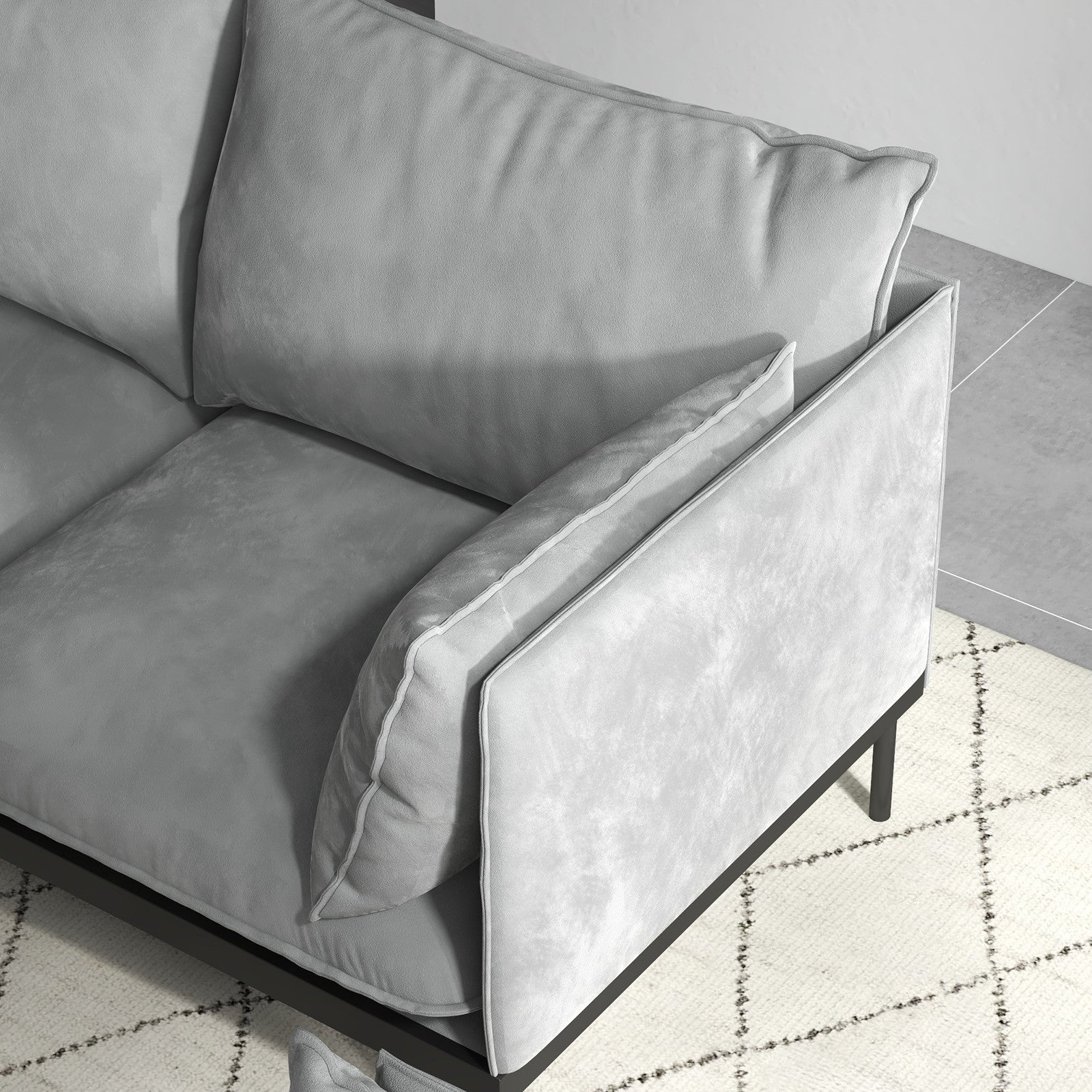 Casa Decor Camilla Luxury Upholstered Fabric 2 Seater Sofa Light Grey V160-10003626