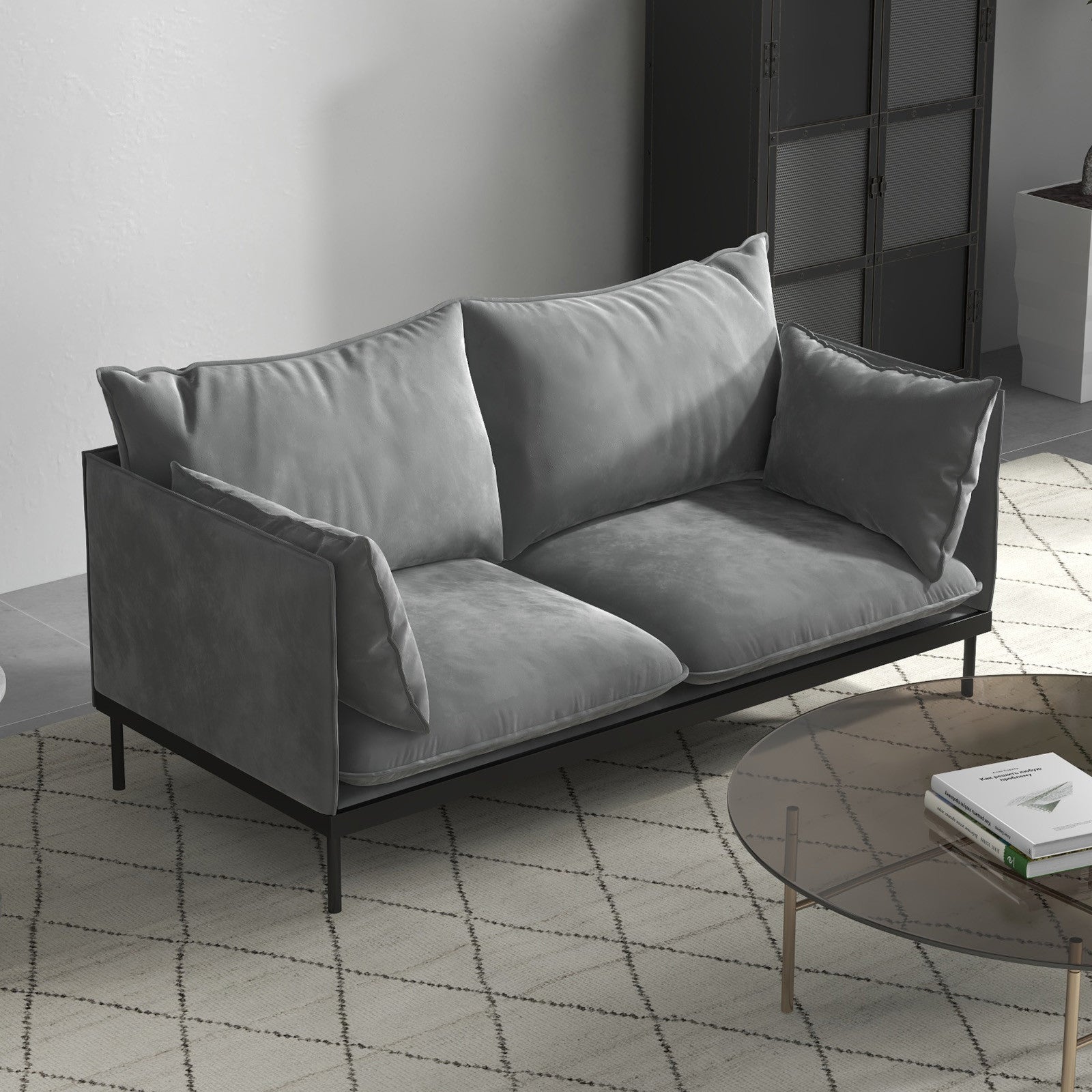 Casa Decor Camilla Luxury Upholstered Fabric 2 Seater Sofa Light Grey V160-10003626