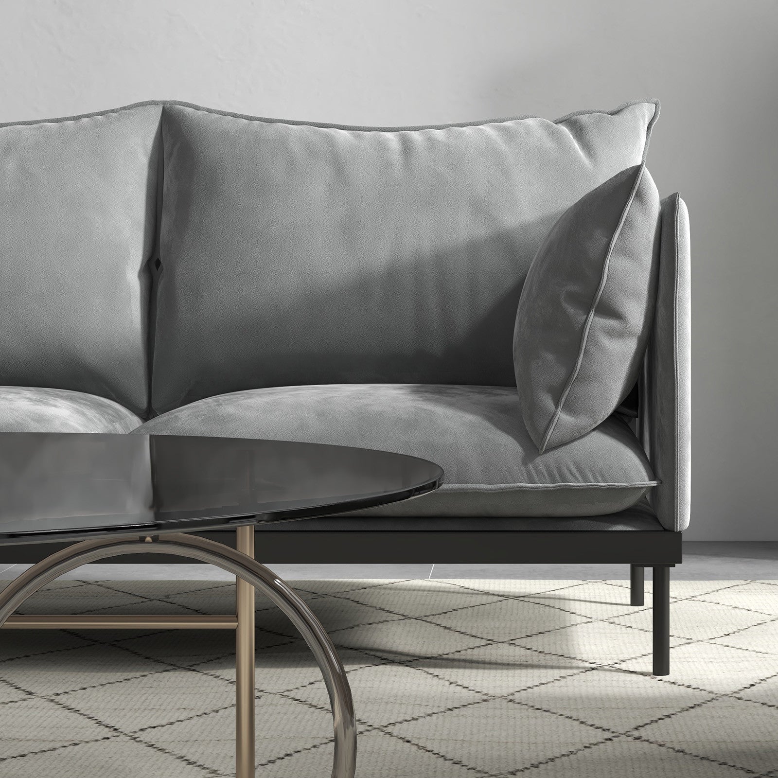 Casa Decor Camilla Luxury Upholstered Fabric 2 Seater Sofa Light Grey V160-10003626