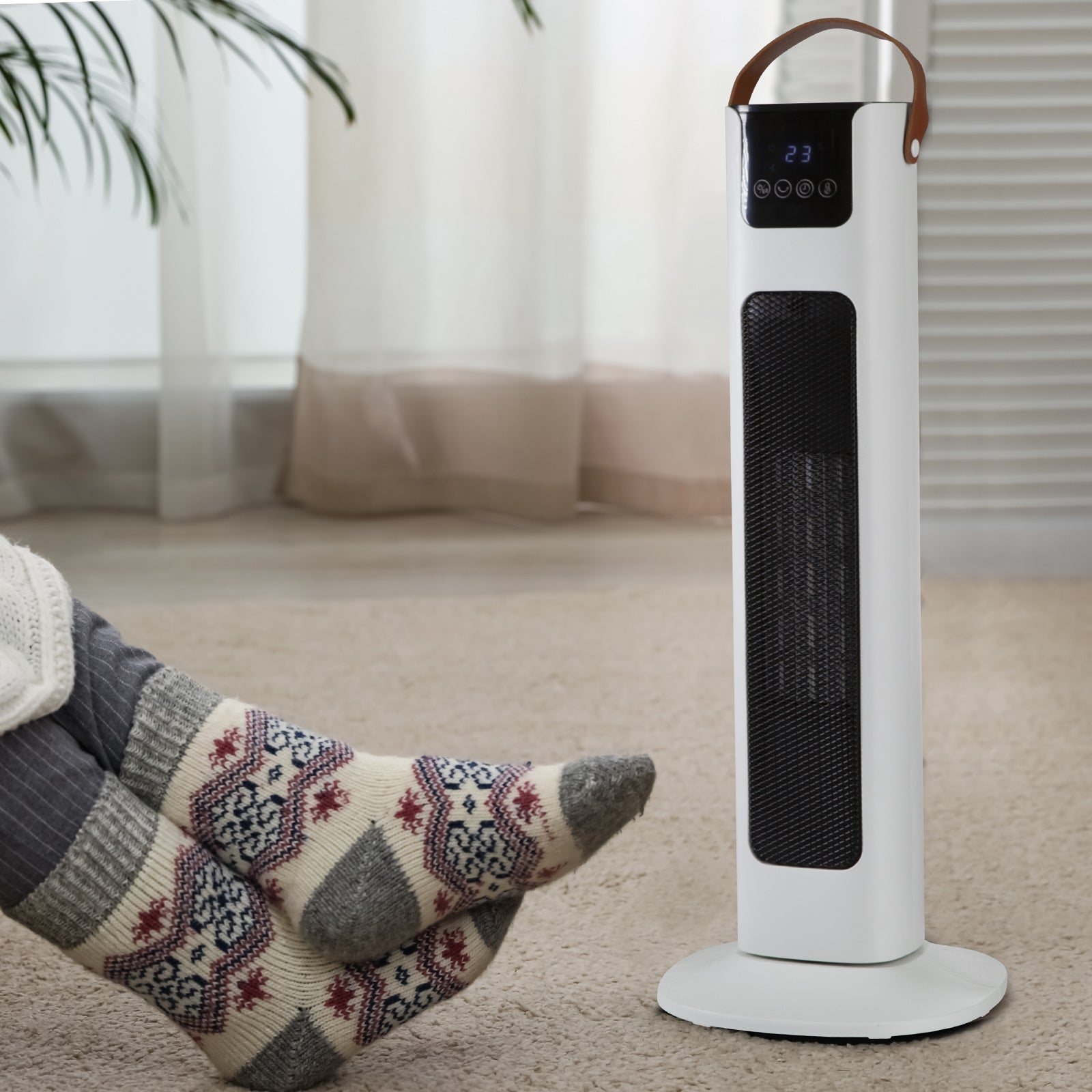 Pursonic Electric Ceramic Tower Heater Portable Oscillating Remote Control - White V160-10003703