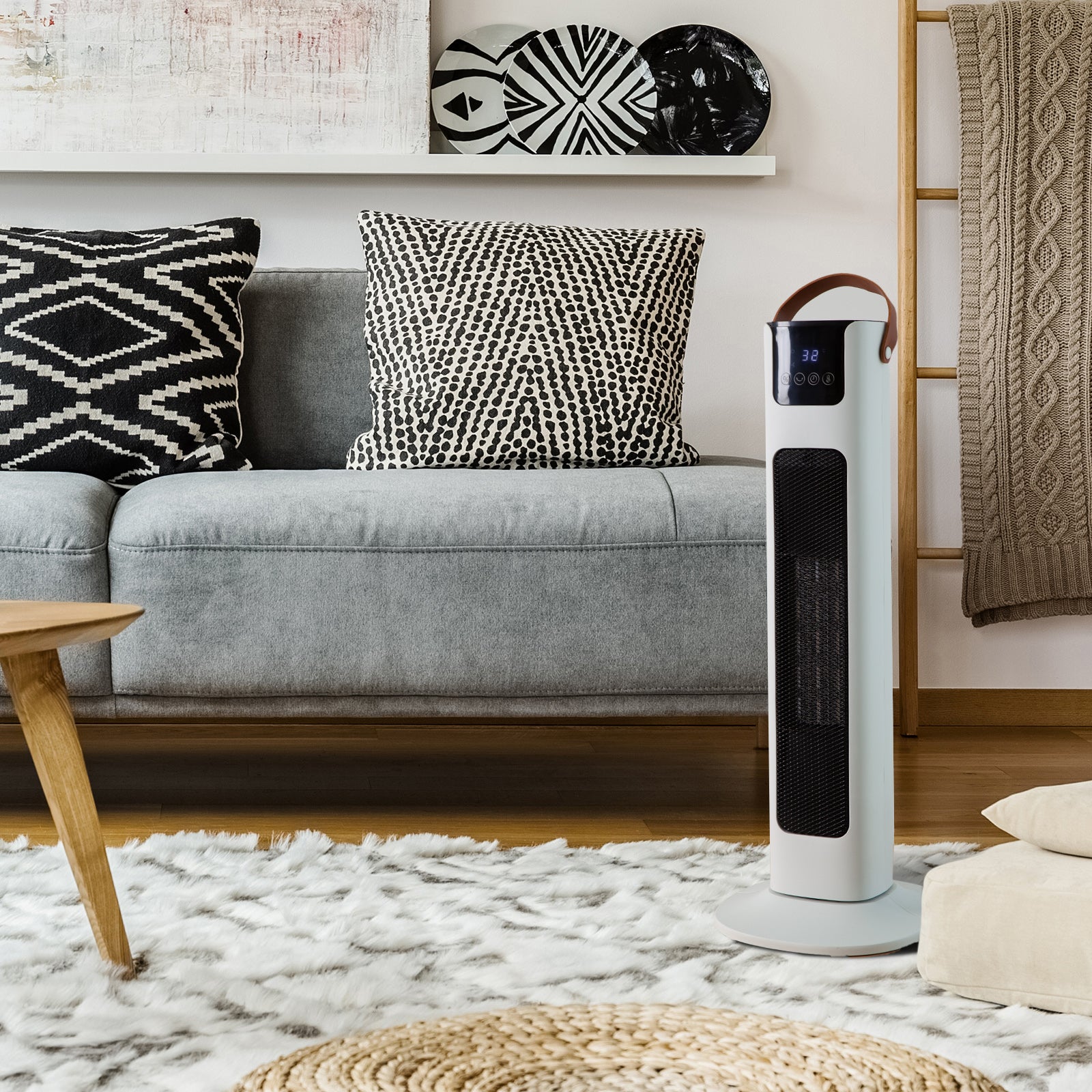 Pursonic Electric Ceramic Tower Heater Portable Oscillating Remote Control - White V160-10003703