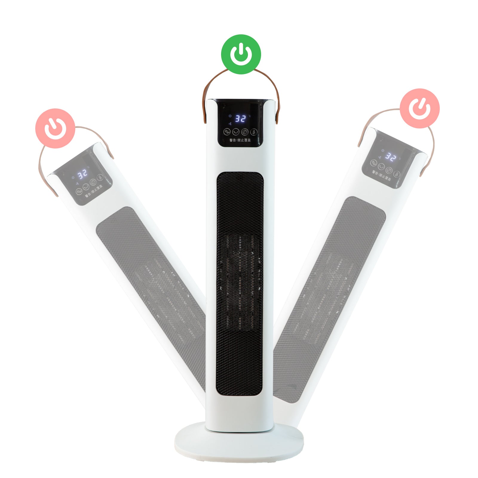 Pursonic Electric Ceramic Tower Heater Portable Oscillating Remote Control - White V160-10003703