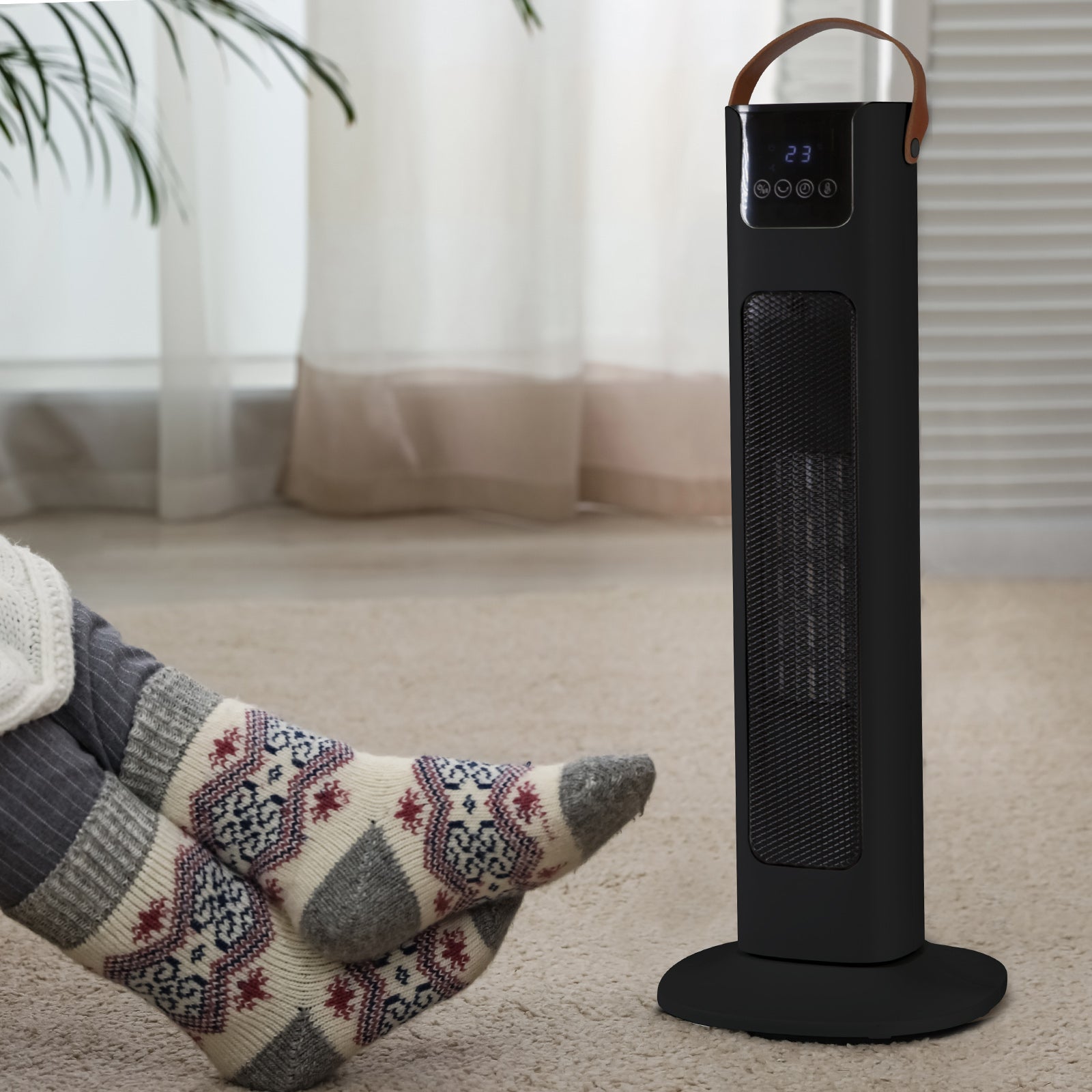 Pursonic Electric Ceramic Tower Heater Portable Oscillating Remote Control - Black V160-10003704