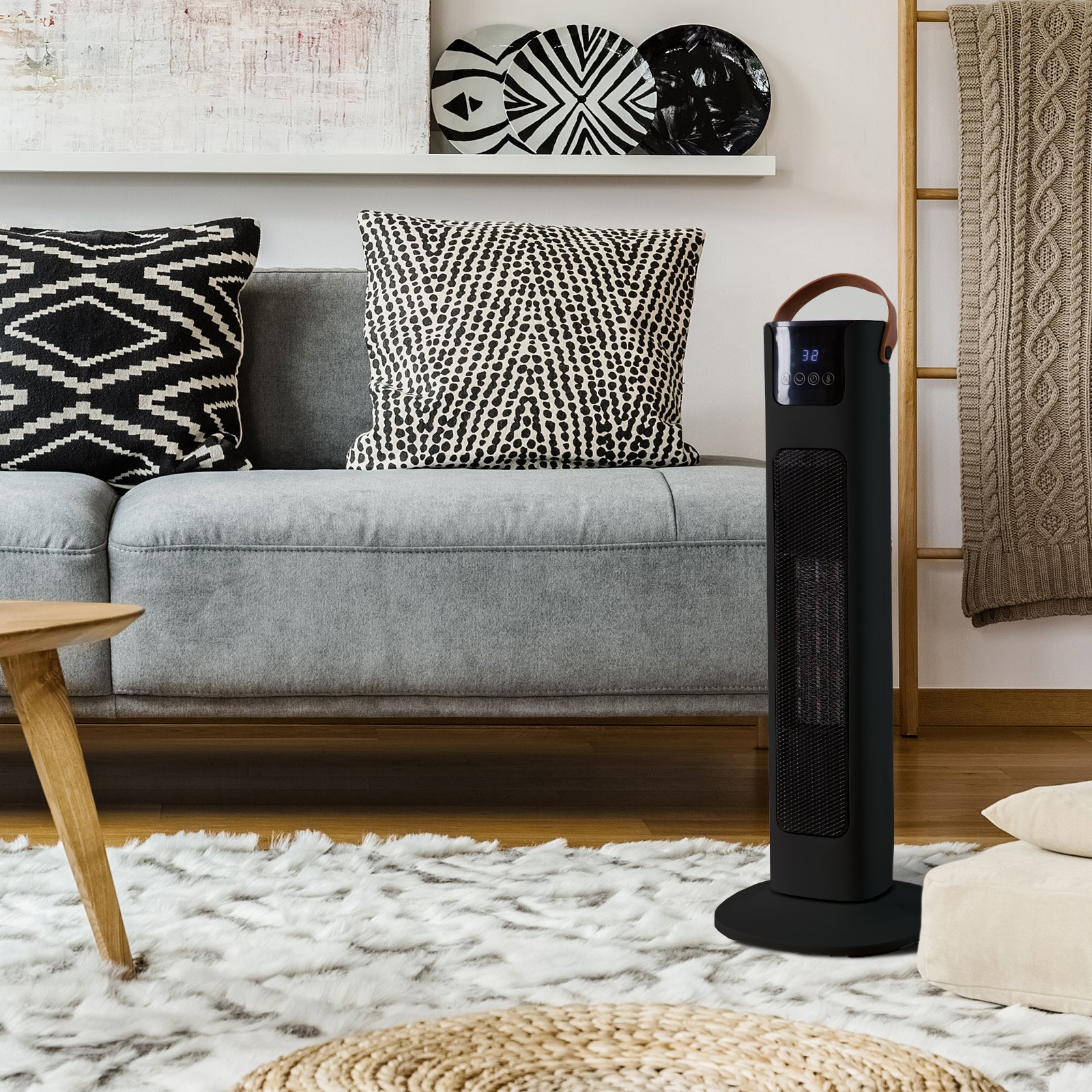 Pursonic Electric Ceramic Tower Heater Portable Oscillating Remote Control - Black V160-10003704