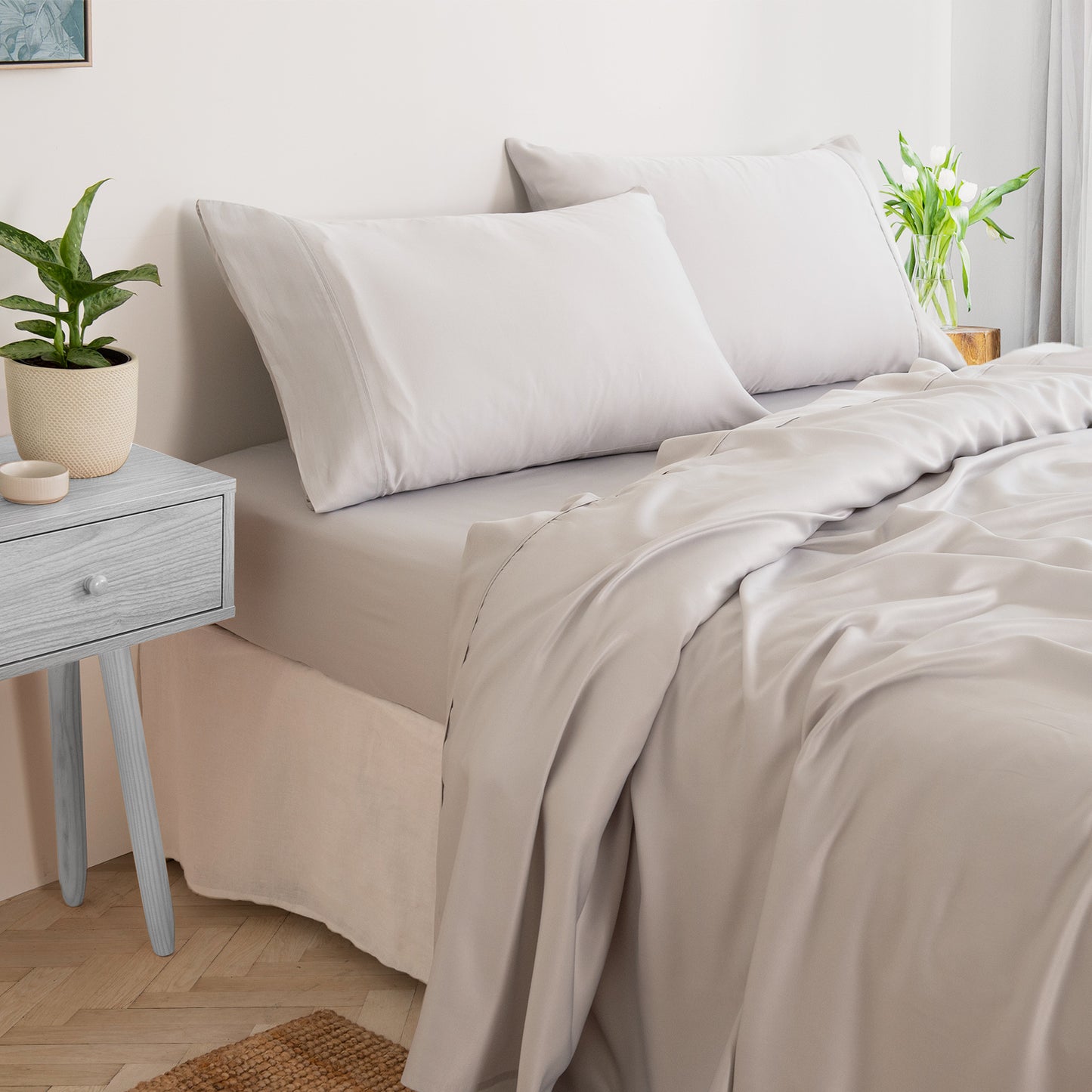 Royal Comfort 3000 Thread Count Bamboo Cooling Sheet Set - King - Mid Grey V160-10003777