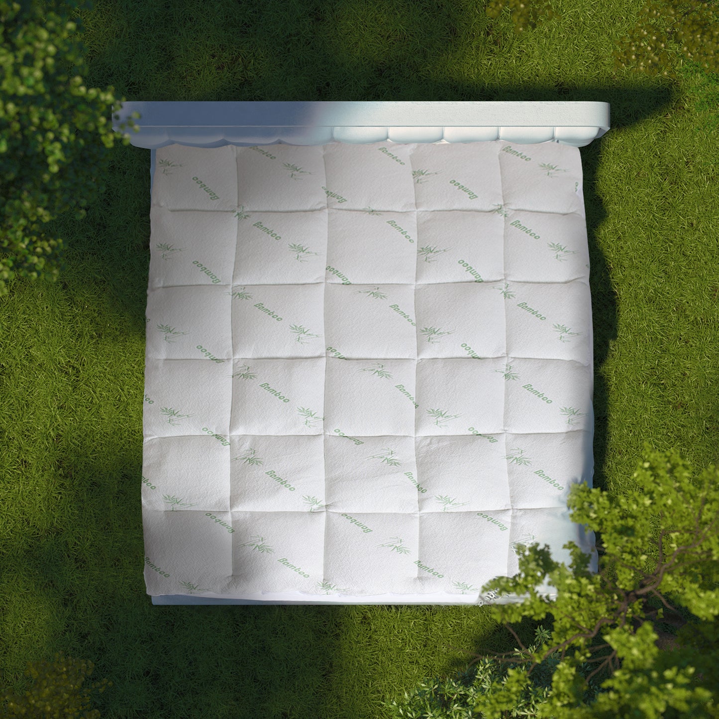 Royal Comfort 1000GSM Luxury Bamboo Covered Mattress Topper Ball Fibre Gusset - Single - White V160-10003778
