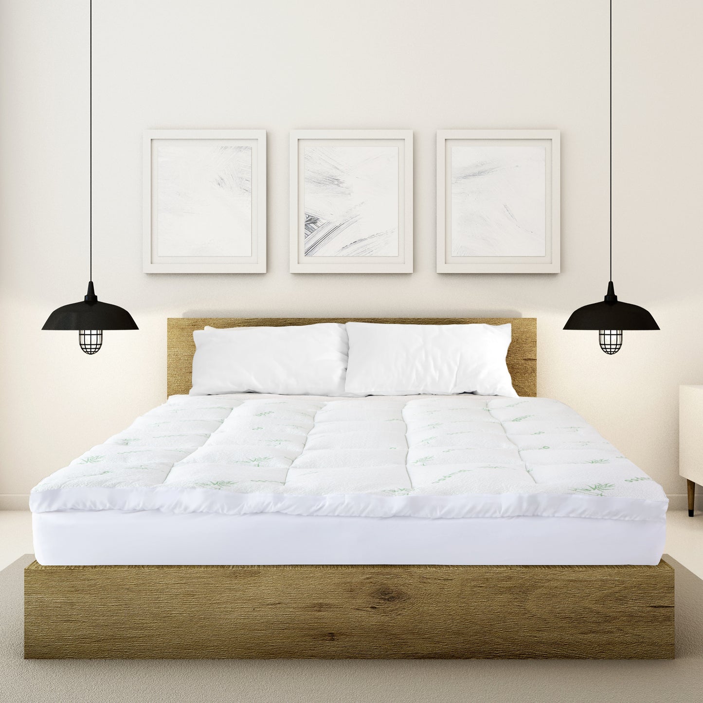 Royal Comfort 1000GSM Luxury Bamboo Covered Mattress Topper Ball Fibre Gusset - Single - White V160-10003778