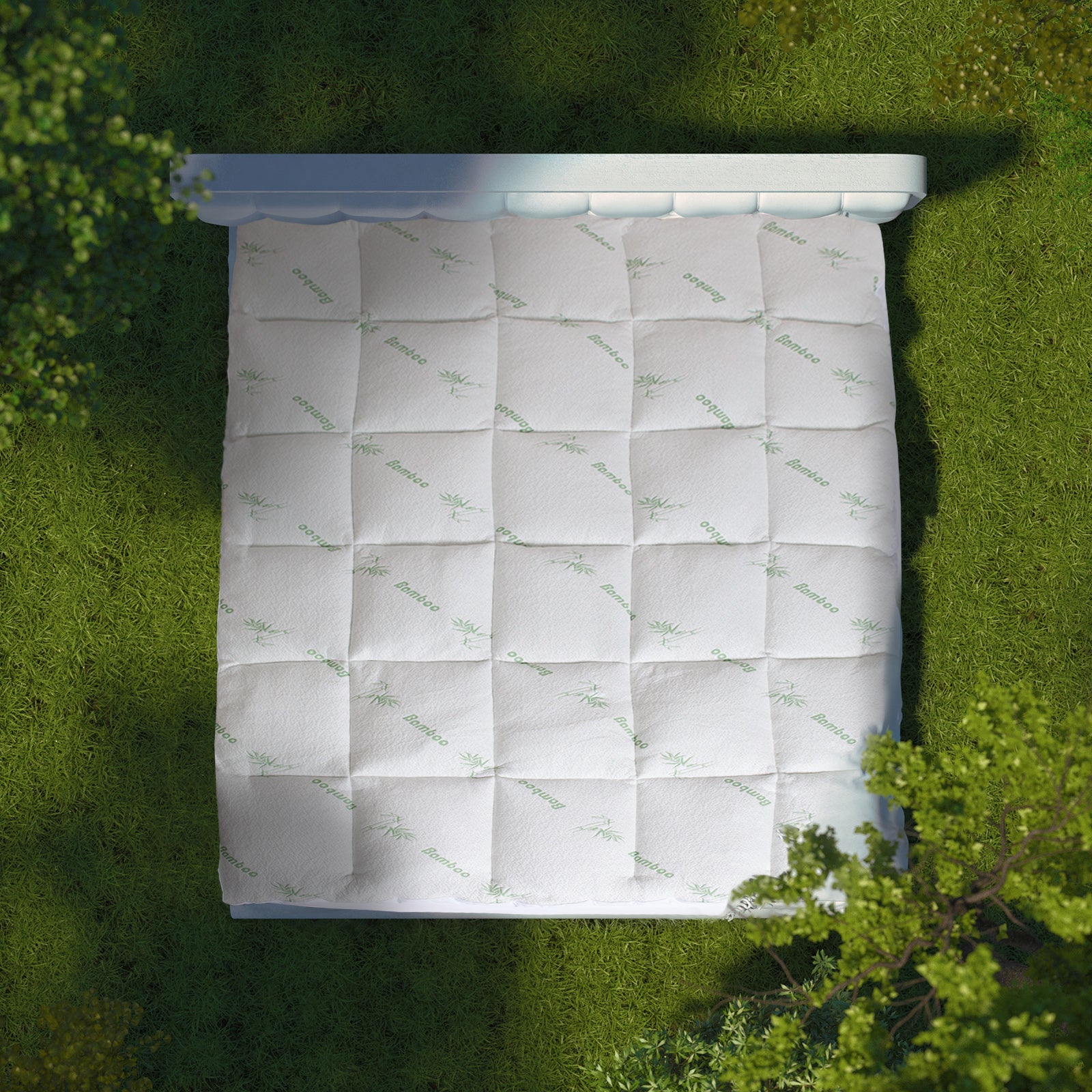 Royal Comfort 1000GSM Luxury Bamboo Covered Mattress Topper Ball Fibre Gusset - Double - White V160-10003779