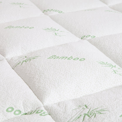 Royal Comfort 1000GSM Luxury Bamboo Covered Mattress Topper Ball Fibre Gusset - Double - White V160-10003779