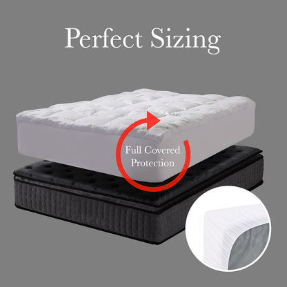 Royal Comfort 1000GSM Luxury Bamboo Covered Mattress Topper Ball Fibre Gusset - Queen - White V160-10003780