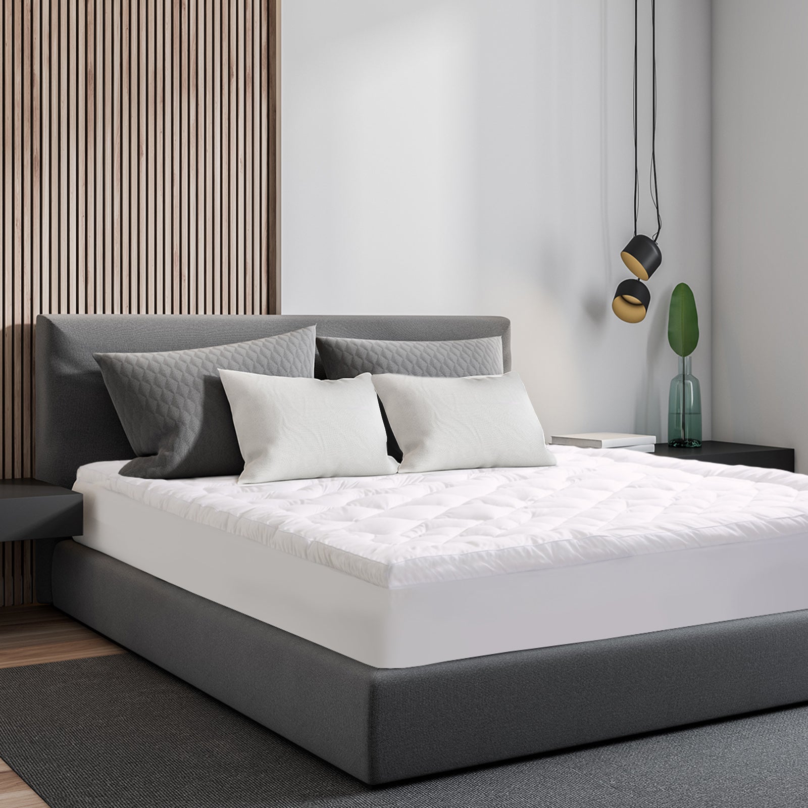 Royal Comfort 1200GSM Deluxe 7-Zone Mattress Topper Luxury Gusset Breathable - Double - White V160-10003783