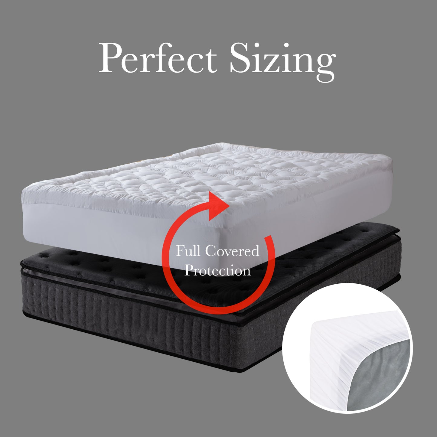 Royal Comfort 1200GSM Deluxe 7-Zone Mattress Topper Luxury Gusset Breathable - Queen - White V160-10003784