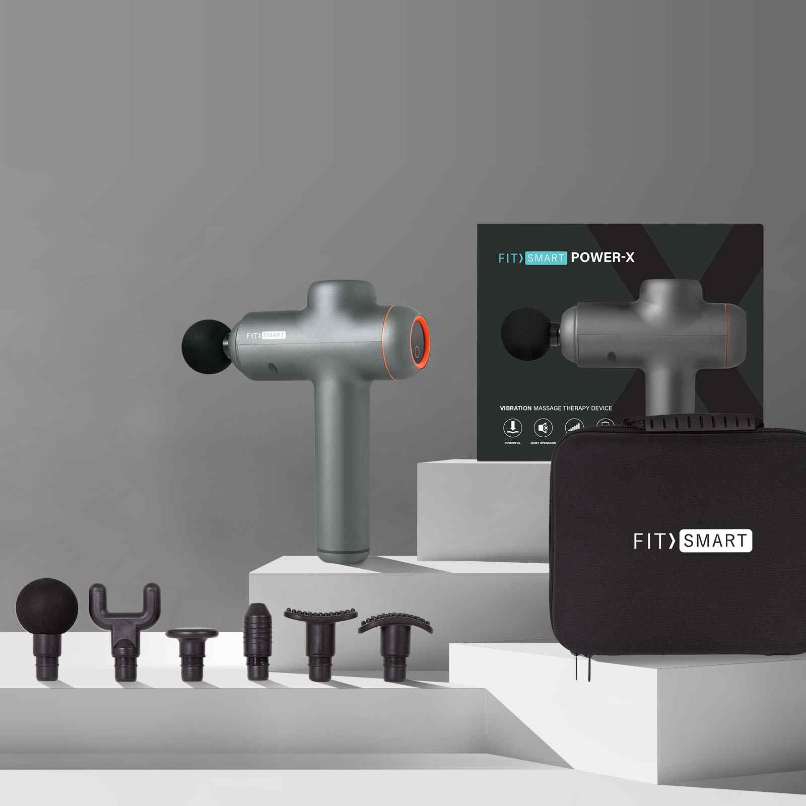 FitSmart LED Touch Screen POWER-X Vibration Therapy Device Massage Gun Grey V160-10003788