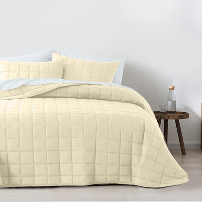 Royal Comfort Coverlet Set Bedspread Soft Touch Easy Care Breathable 3 Piece Set - Queen - Beige V160-10003818