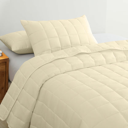 Royal Comfort Coverlet Set Bedspread Soft Touch Easy Care Breathable 3 Piece Set - Queen - Beige V160-10003818