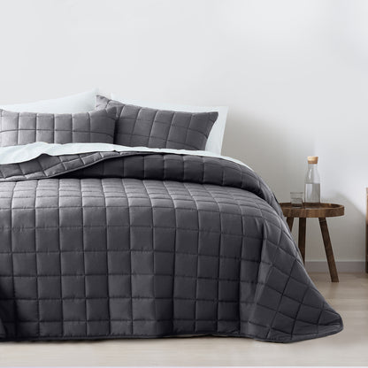 Royal Comfort Coverlet Set Bedspread Soft Touch Easy Care Breathable 3 Piece Set - Queen - Charcoal V160-10003819