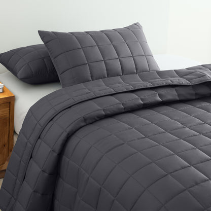 Royal Comfort Coverlet Set Bedspread Soft Touch Easy Care Breathable 3 Piece Set - Queen - Charcoal V160-10003819
