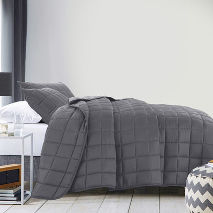 Royal Comfort Coverlet Set Bedspread Soft Touch Easy Care Breathable 3 Piece Set - Queen - Charcoal V160-10003819