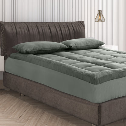 Royal Comfort Charcoal Bamboo Blend Topper 800GSM 45cm Skirt Luxury Bedding - Single - Charcoal V160-10003952