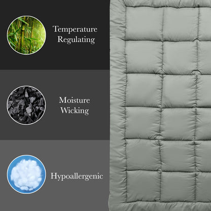 Royal Comfort Charcoal Bamboo Blend Topper 800GSM 45cm Skirt Luxury Bedding - Single - Charcoal V160-10003952