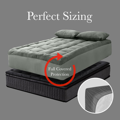 Royal Comfort Charcoal Bamboo Blend Topper 800GSM 45cm Skirt Luxury Bedding - King - Charcoal V160-10003955