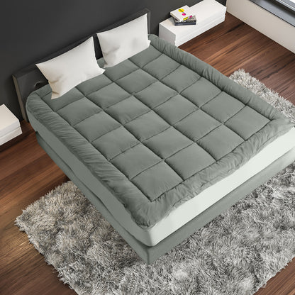 Royal Comfort Charcoal Bamboo Blend Topper 800GSM 45cm Skirt Luxury Bedding - King - Charcoal V160-10003955