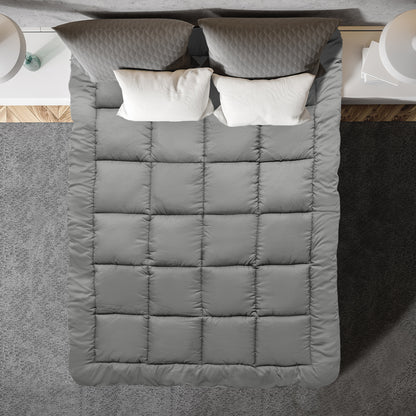 Royal Comfort Charcoal Bamboo Blend Topper 800GSM 45cm Skirt Luxury Bedding - King - Charcoal V160-10003955