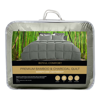 Royal Comfort 350GSM Charcoal Bamboo Quilt Luxury Bedding Duvet All Seasons - Single - Charcoal V160-10003962