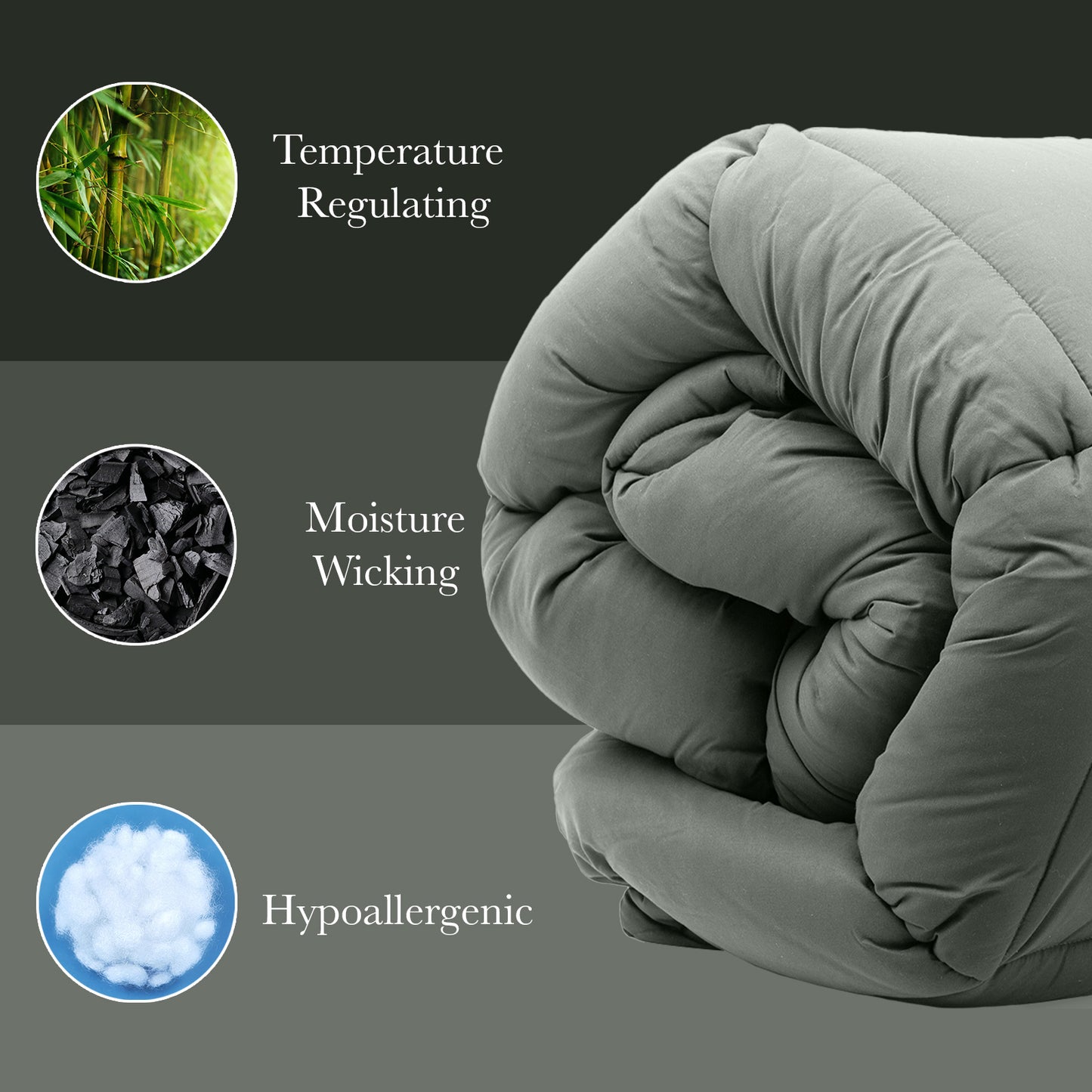 Royal Comfort 350GSM Charcoal Bamboo Quilt Luxury Bedding Duvet All Seasons - Double - Charcoal V160-10003963