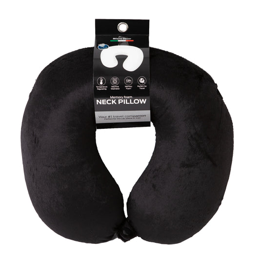 Milano Decor Memory Foam Travel Neck Pillow With Clip Cushion Support Soft Black V160-10004244