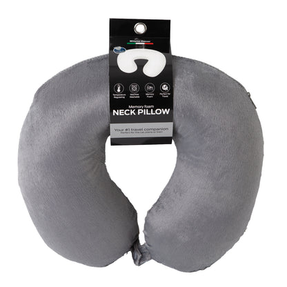 Milano Decor Memory Foam Travel Neck Pillow With Clip Cushion Support Soft Grey V160-10004245
