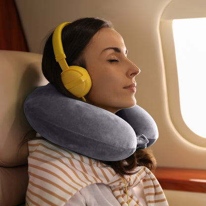 Milano Decor Memory Foam Travel Neck Pillow With Clip Cushion Support Soft Grey V160-10004245