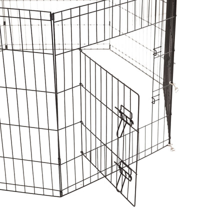 4Paws 8 Panel Playpen Puppy Exercise Fence Cage Enclosure Pets Black All Sizes - 24" - Black V160-10004321