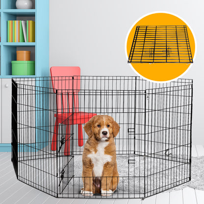 4Paws 8 Panel Playpen Puppy Exercise Fence Cage Enclosure Pets Black All Sizes - 30" - Black V160-10004322