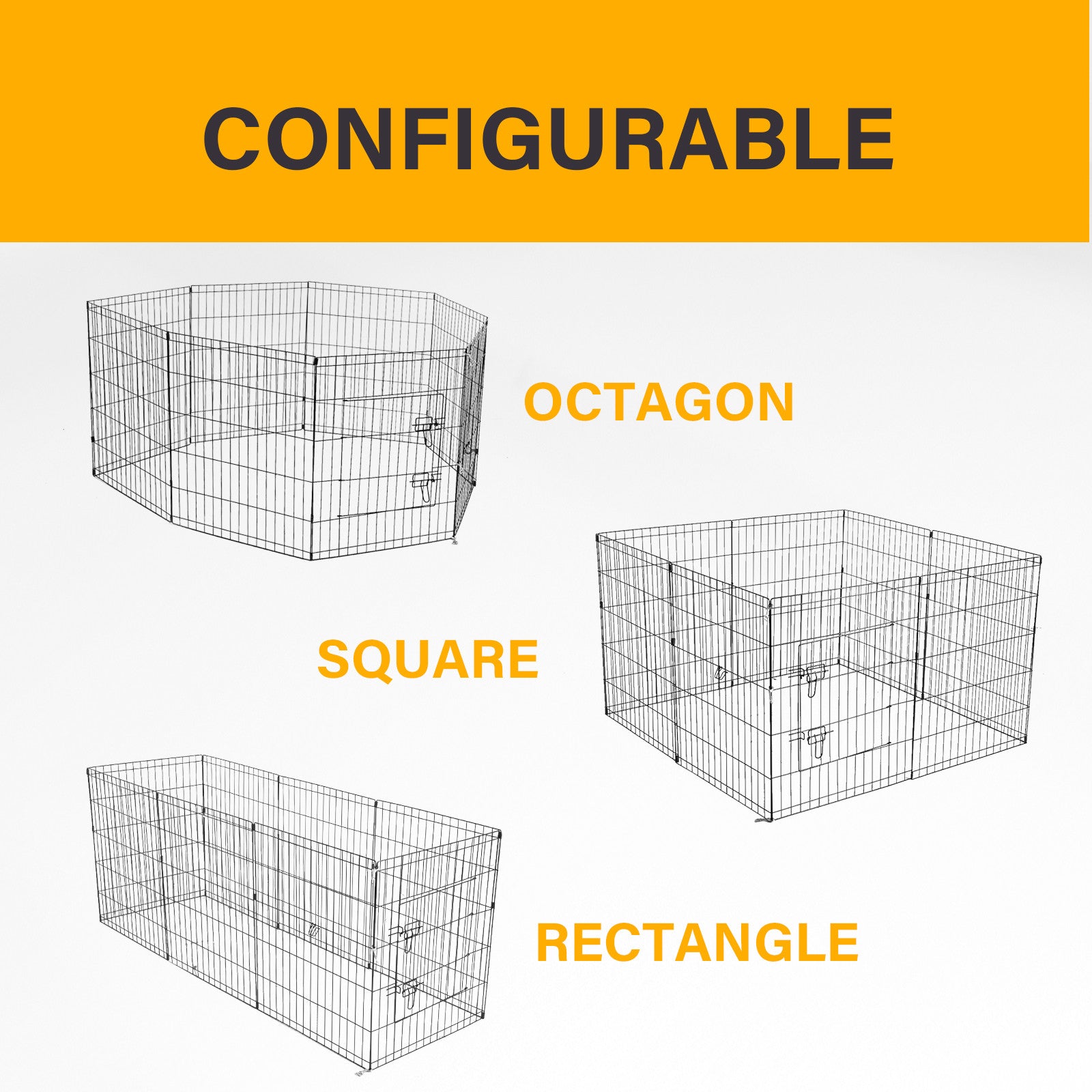 4Paws 8 Panel Playpen Puppy Exercise Fence Cage Enclosure Pets Black All Sizes - 30" - Black V160-10004322