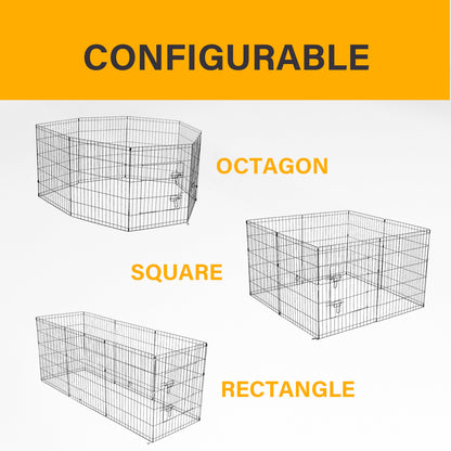 4Paws 8 Panel Playpen Puppy Exercise Fence Cage Enclosure Pets Black All Sizes - 30" - Black V160-10004322