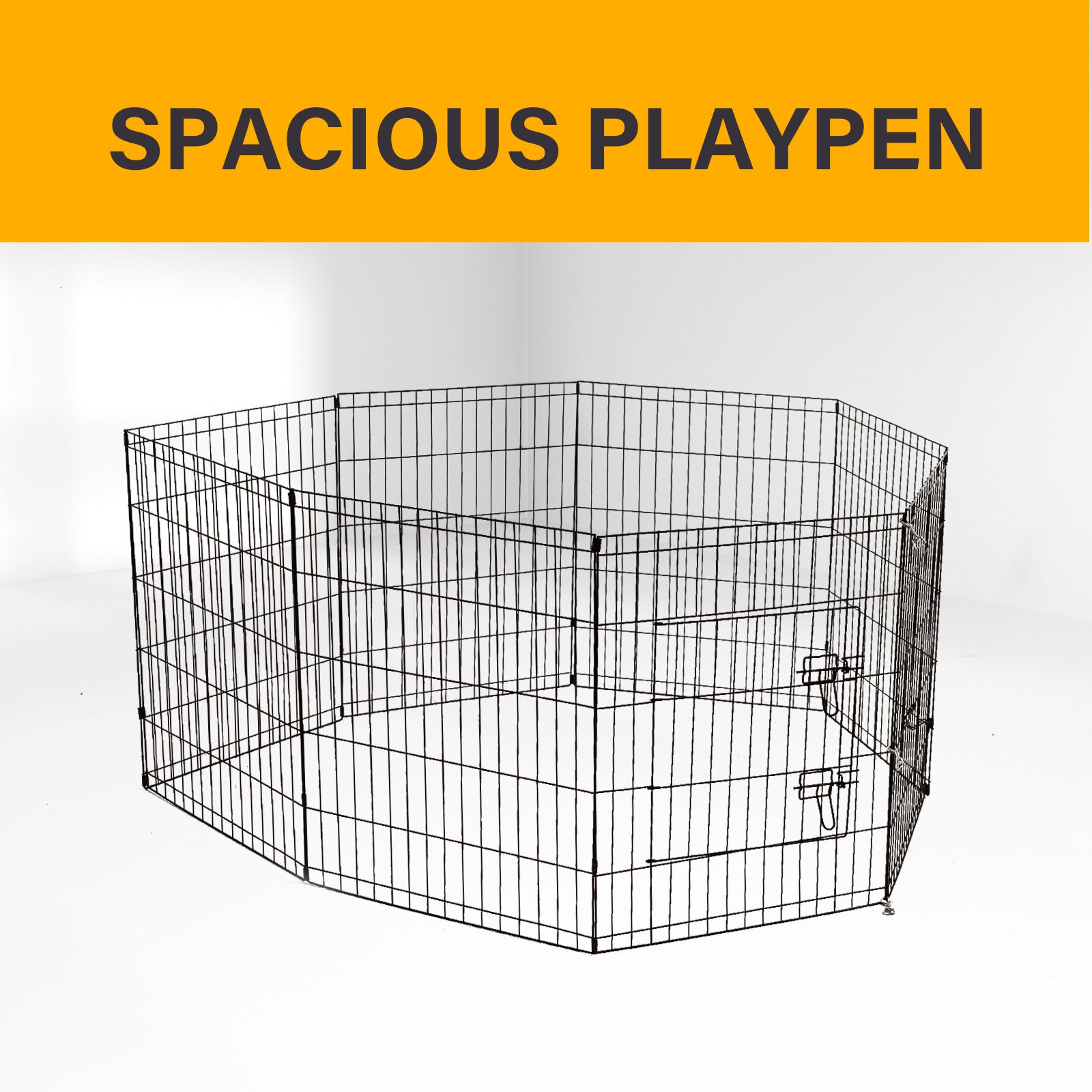 4Paws 8 Panel Playpen Puppy Exercise Fence Cage Enclosure Pets Black All Sizes - 30" - Black V160-10004322
