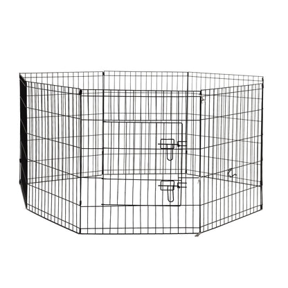 4Paws 8 Panel Playpen Puppy Exercise Fence Cage Enclosure Pets Black All Sizes - 30" - Black V160-10004322