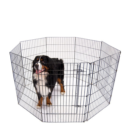 4Paws 8 Panel Playpen Puppy Exercise Fence Cage Enclosure Pets Black All Sizes - 30" - Black V160-10004322