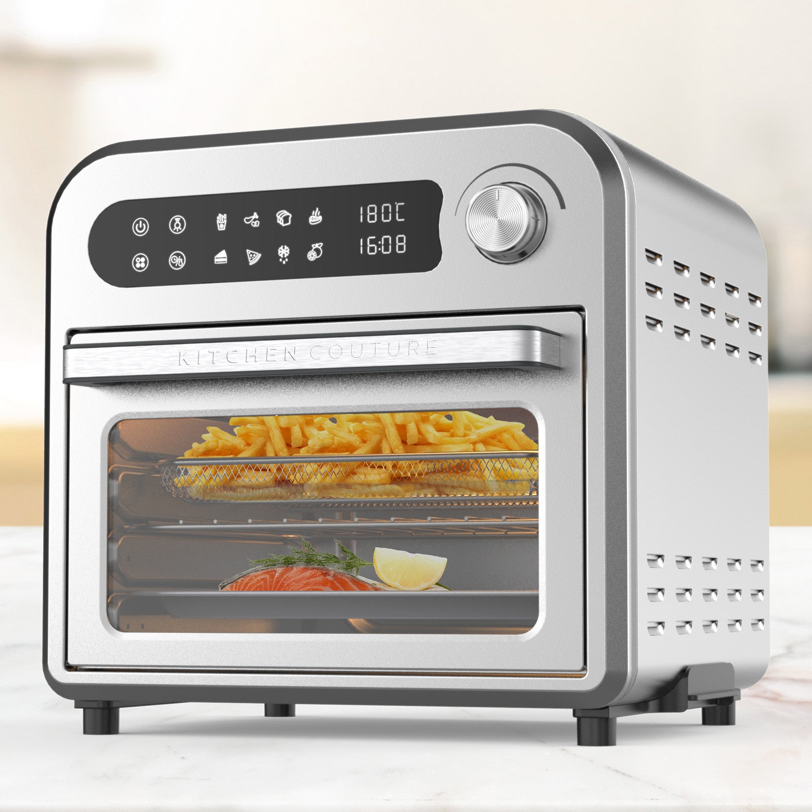 Kitchen Couture 10 Litre Compact Air Fryer Oven Oil Free Cooking Silver V160-10004330