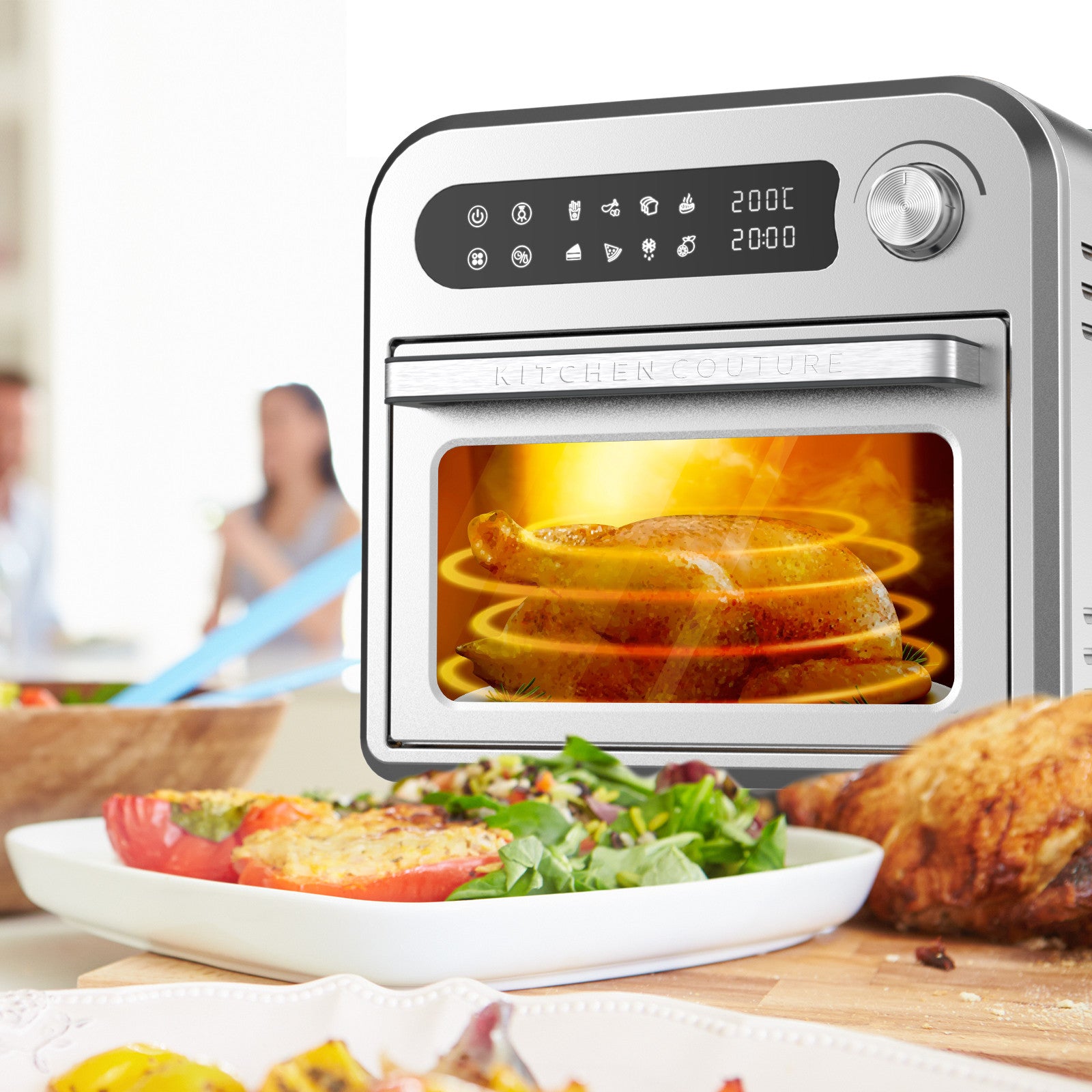 Kitchen Couture 10 Litre Compact Air Fryer Oven Oil Free Cooking Silver V160-10004330