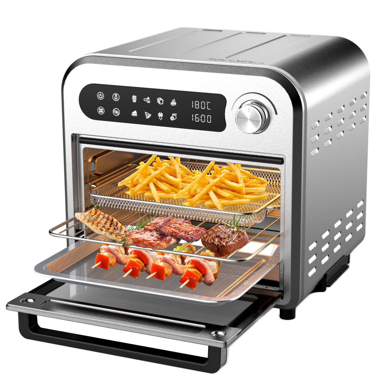 Kitchen Couture 10 Litre Compact Air Fryer Oven Oil Free Cooking Silver V160-10004330
