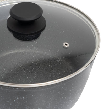 Stone Chef Forged Saucepan With Lid Cookware Kitchen Black 20cm V160-10004353