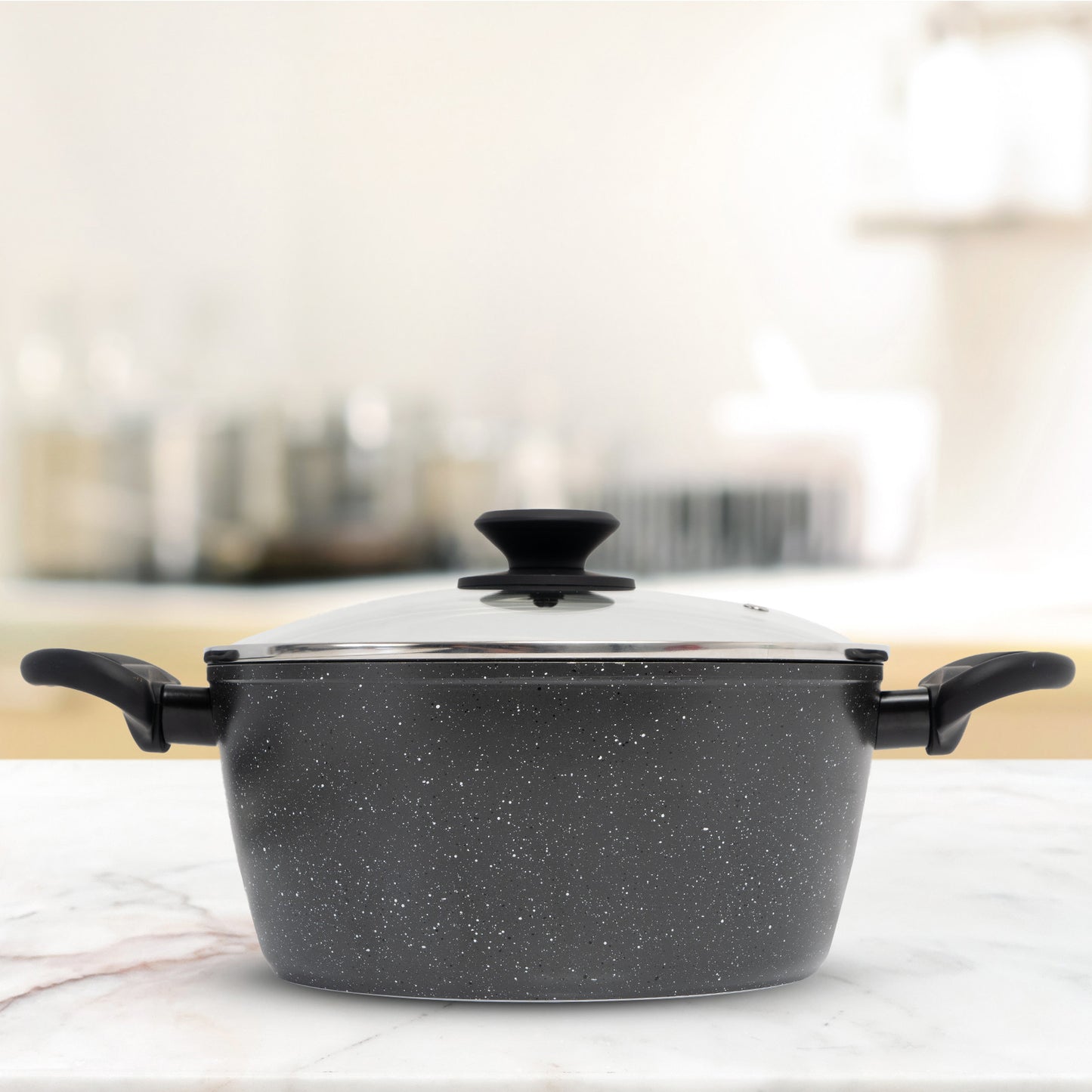 Stone Chef Forged Casserole With Lid Cookware Kitchen Black 24cm V160-10004354