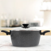 Stone Chef Forged Casserole With Lid Cookware Kitchen Black 24cm V160-10004354