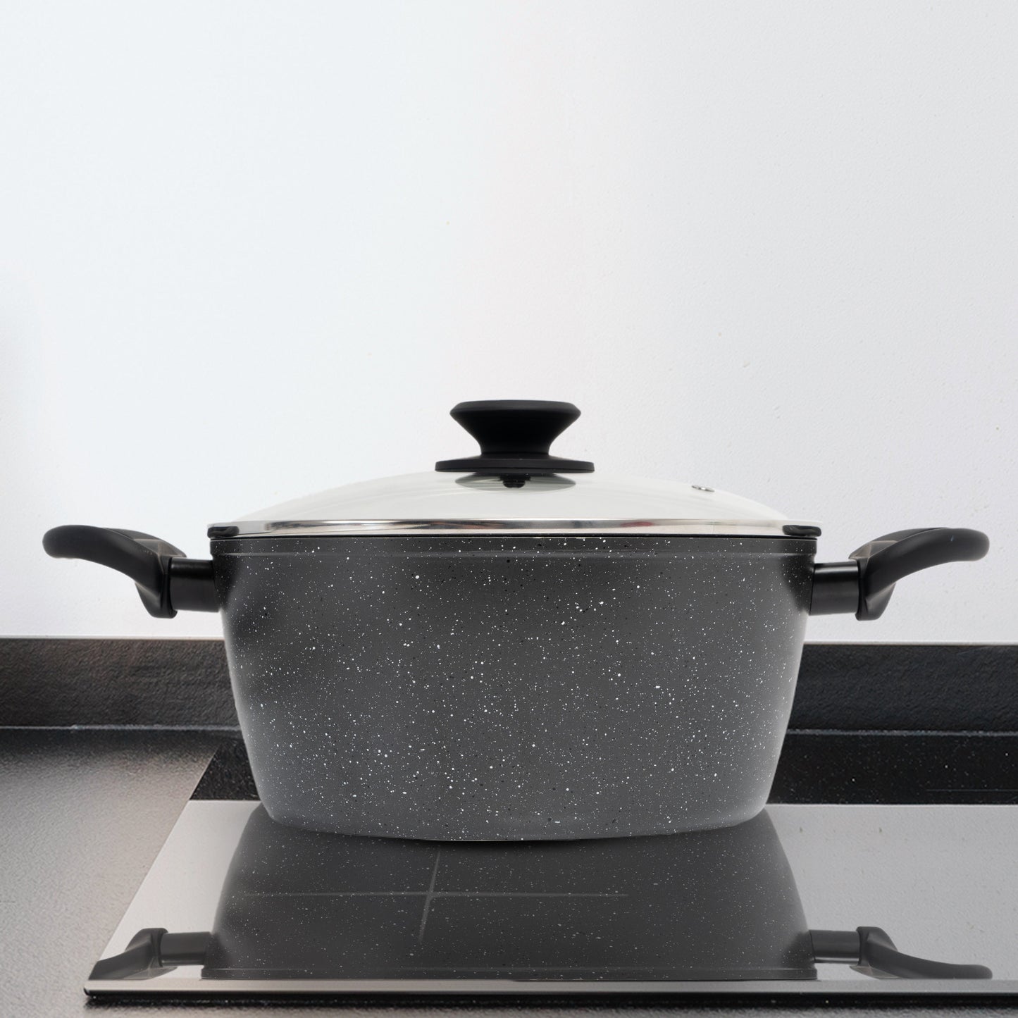 Stone Chef Forged Casserole With Lid Cookware Kitchen Black 24cm V160-10004354