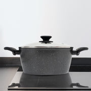 Stone Chef Forged Casserole With Lid Cookware Kitchen Black 24cm V160-10004354