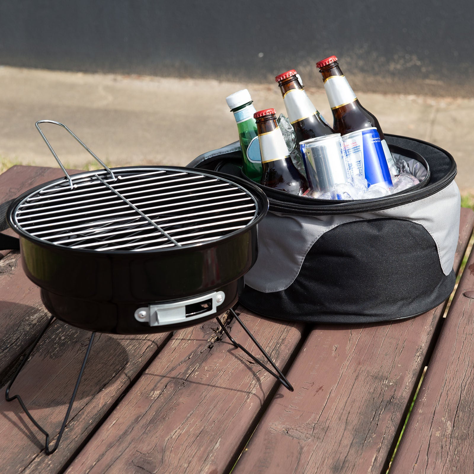 Havana Outdoors 2-IN-1 BBQ Grill Cooler Combo Set Outdoor Camping Picnic V160-10004384